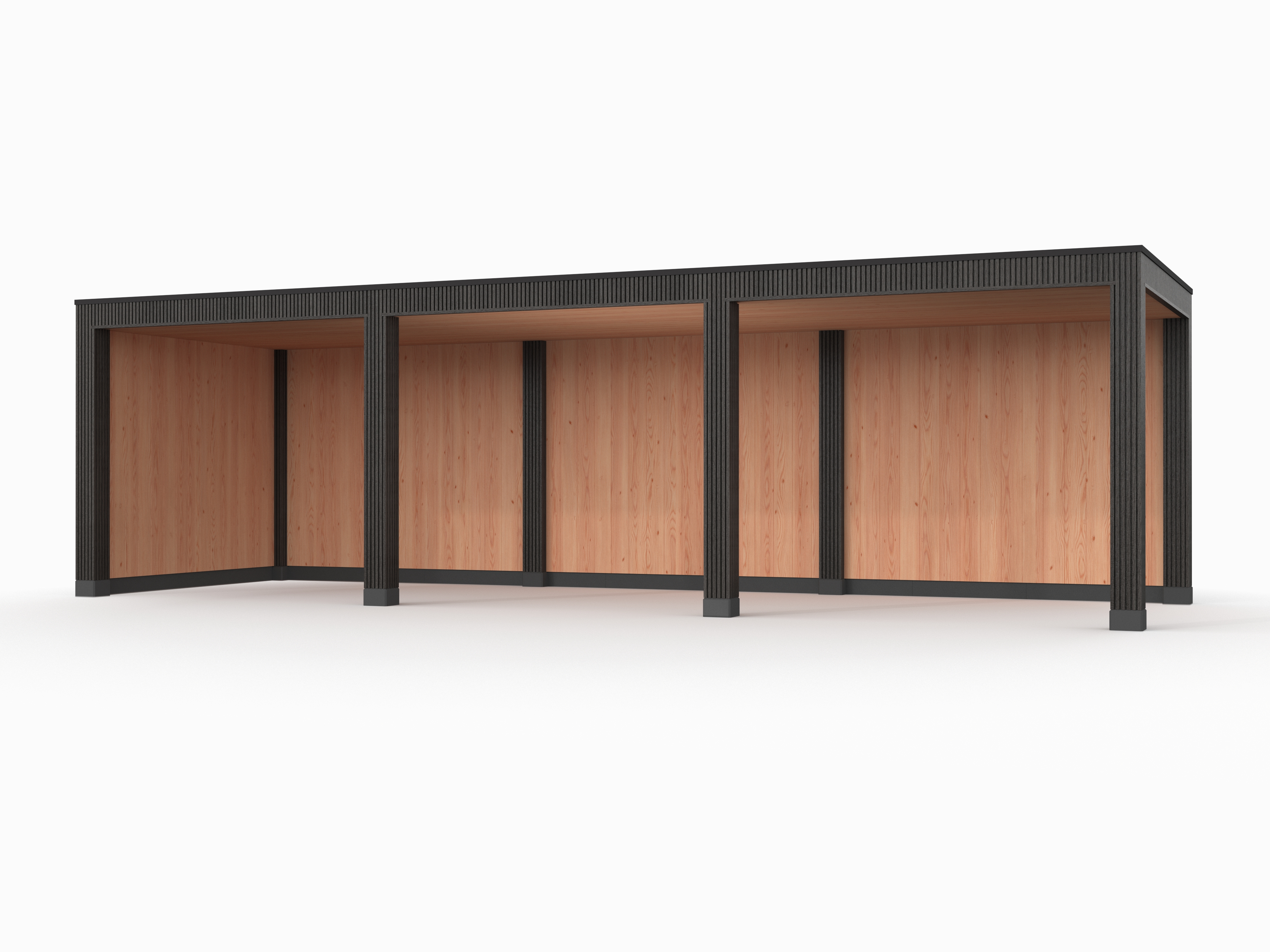 Douglas overkapping, 900 x 300, met achterwand en zijwand, Westwood Rhombus Zwart - Afbeelding 1
